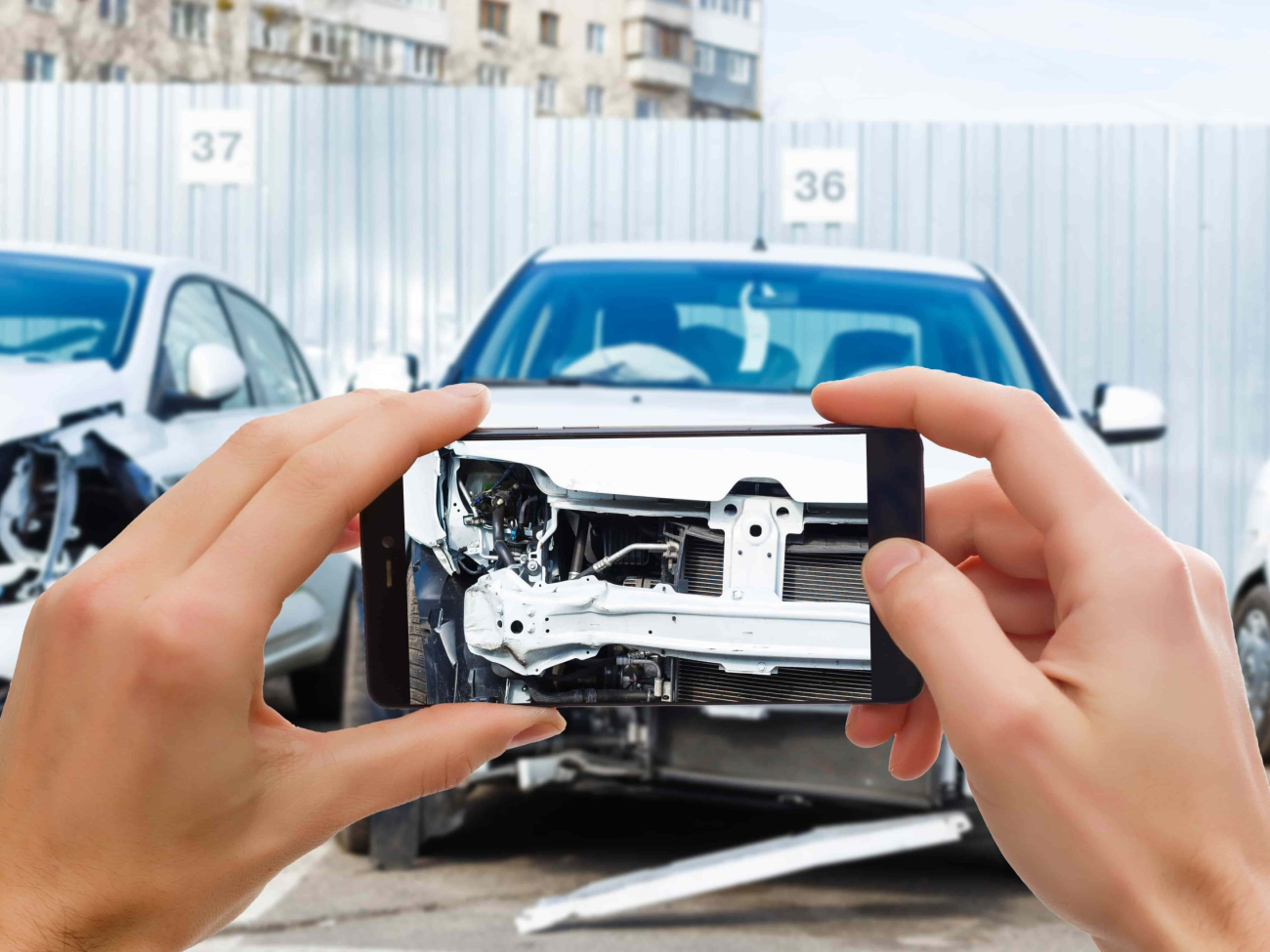 man_photographing_his_vehicle_with_damages_accident_insurance_with